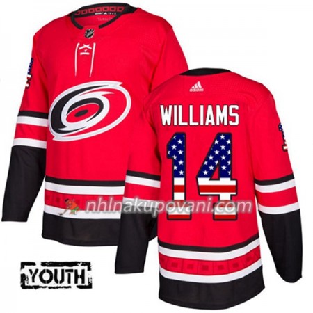 Carolina Hurricanes Dresy Justin Williams 14 2017-2018 USA Flag Fashion Černá Adidas Authentic - Dětské